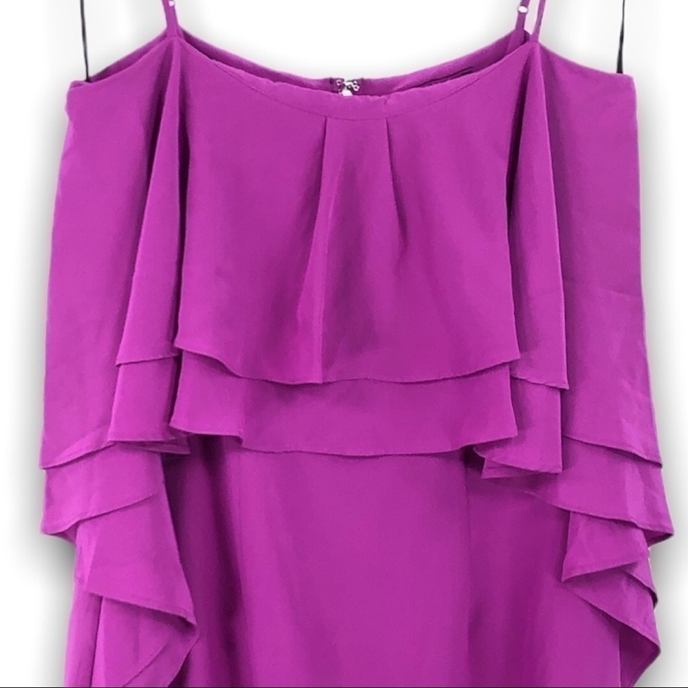 Yumi Kim - Purple Silk Double Ruffle Mini Sheath Sleeveless Dress - S View 3